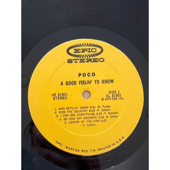 Poco "A Good Feelin To Know" 1972 Vinyl LP Album Epic Records KE 31601 Stereo - Picture 4 of 7